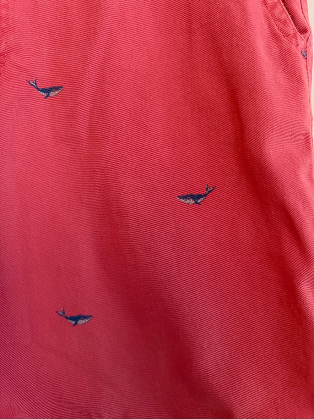 Izod Saltwater Coral Flat-Front Shorts with Navy blue whale casual preppy - Picture 5 of 10